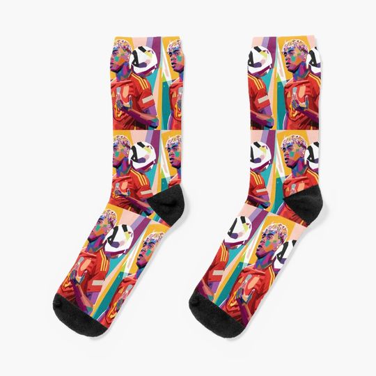 Discover Lamine Yamal Style WPAP POP ART Socks