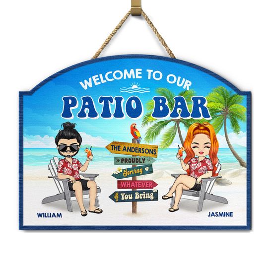 Discover Chibi Welcome To Paradise - Gift For Couples -  Custom Shaped Wood Sign