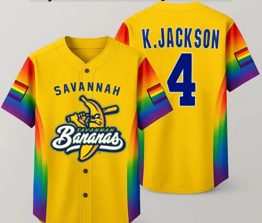 Discover Funny New Savannah Bananas Jackson Baseball Jersey #4 AOP