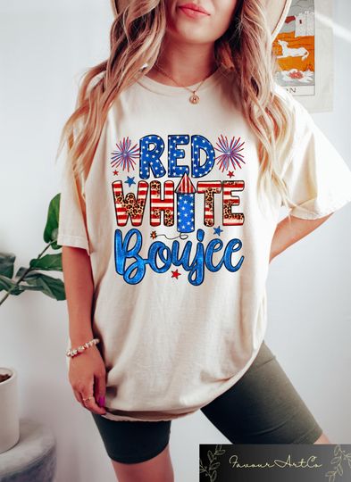 Discover 4th Of July Tshirt, Red White Boujee Shirt, Womens Fourth Of July Gift, Patriotic Mom Gift, Freedom Crewneck, Independence Tee