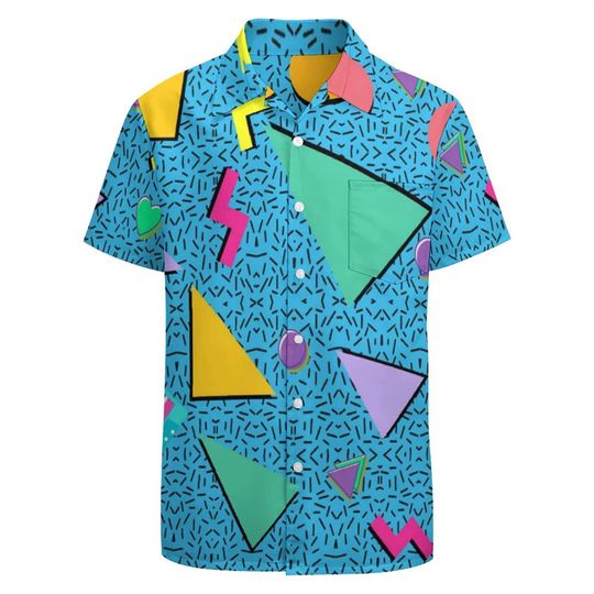 Discover Classic 3d Print Hawaiian Shirt For Men Funky Retro Graphics Party Shirt
