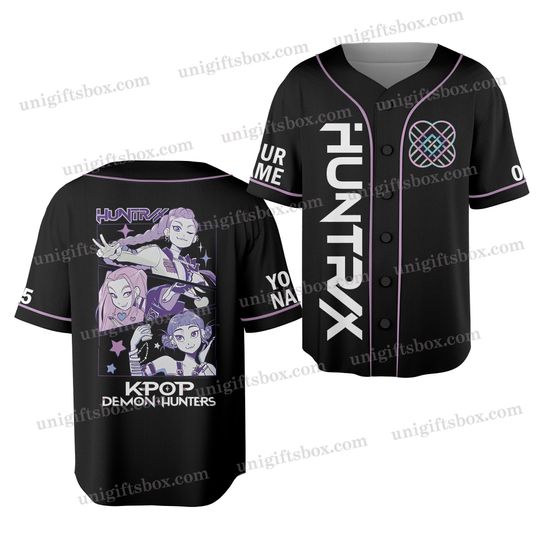 Discover Huntrix Kpop Demon Hunter Baseball Jersey, Custom Name Number HUNTR/X