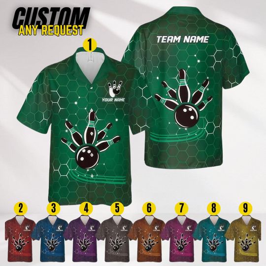 Discover Personalized Retro Bowling Hawaiian Shirt,Custom Name Bowling Button Down Shirt,Gift For Bowling