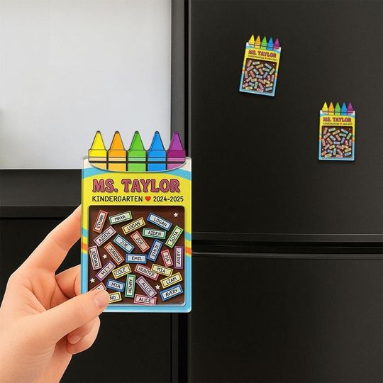 Discover Custom Crayon Box Shape Shaker Magnet for Teachers, Cute Gift