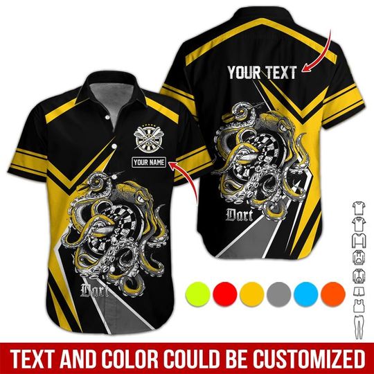 Discover Custom Darts Hawaiian Shirt, Personalized Name Shirt, Octopus Dartboard Design
