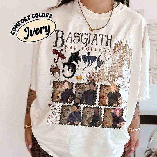 Discover Fourth Wing Basgiath War College Comfort Colors Shirt, Xaden Riorson Violet Sorrengail Shirt