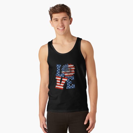 Discover 4th of July Sunflower Patriotic Tank Top