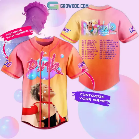 Discover Pink Tour Summer Carnival Personalized Baseball Jersey With Sewn Trim