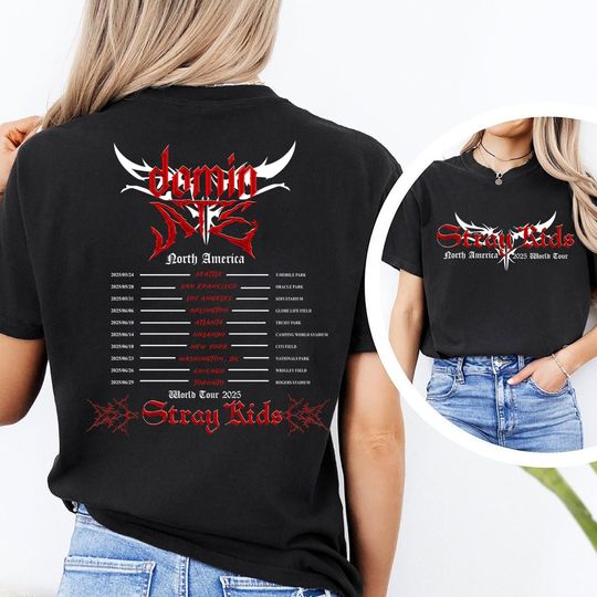 Discover Stray Kids DominAte World Tour in US 2025 T-Shirt, Stray Kids Shirt Stray Kids Hop Album