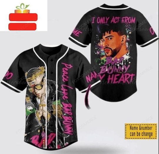 Discover Bad Bunny Tour 2025 Baseball Jersey with Custom Name and Number