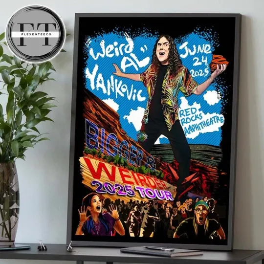 Discover Weird Al Yankovic Poster Red Rocks June 24 2025 Bigger & Weirder Tour