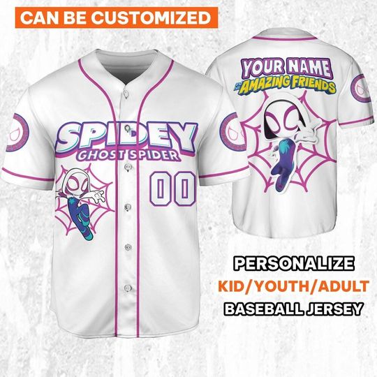 Discover Custom Spidey Gwen And His Amazing Friends Action Pink Color,  Spider Baseball Jersey