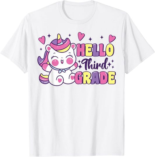 Discover Hello Third Grade Unicorn T-Shirt for Girls