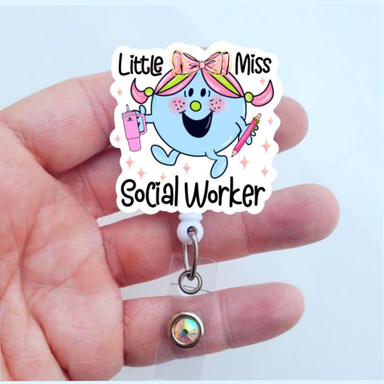 Discover Little Miss Social Worker Badge Reel | Social Worker Badge | Social Worker Gift | Badge ID Holder | Acrylic Badge Reel | Badge ID Holder