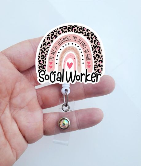 Discover Social Worker Rainbow Badge Reel | SW Badge Reel | Social Worker Badge Reel  | Social Worker Gift | Social Worker Badge - SW Lanyard