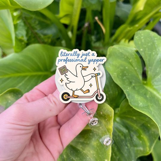 Discover Funny Duck Badge Reel, Professional Yapper ID Holder, Cute Retractable Clip for Work, Animal Badge Reel Gift