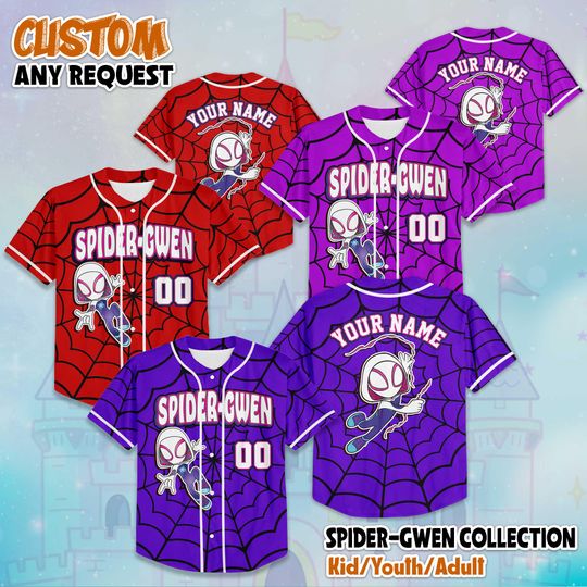 Discover Personalized Spider-Gwen Baseball Jersey, Disneyyy Spidey And His Amazing Friends Jersey