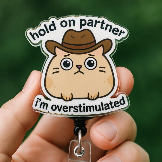 Discover Novelty Cute Badge Reel Acrylic ID Holder Retractable Nurse Reel Cowboy Cat