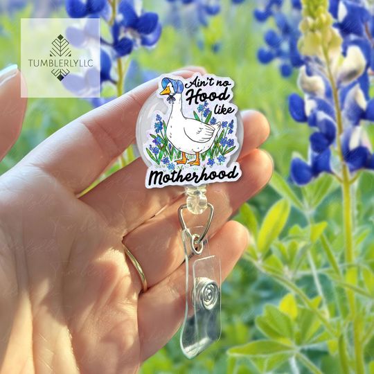 Discover Funny Mom Goose Badge Reel  Aint No Hood Like Motherhood ID Holder