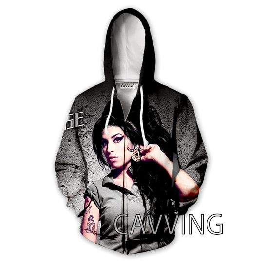Discover 3D Print  Amy Winehouse  Zipper Hoodie Zip Up