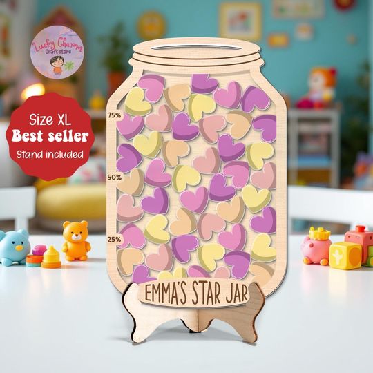 Discover Personalized Magnet Reward Jar with Tokens, Reward System for Kids Behavior