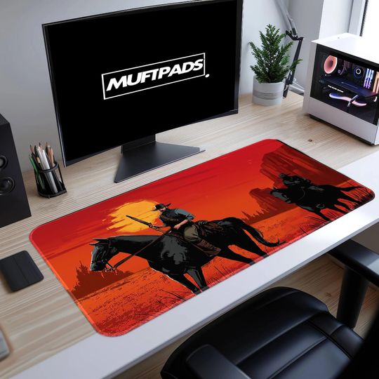 Discover Red Outlaw Cowboy Train Heist Gaming Mouse Pad, Gaming Desk Mat, Redemption Mouse Pad, Red Desk Mat, Dead Mouse Pad