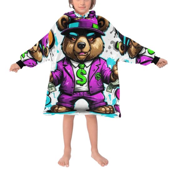 Discover Blanket Hoodie Gangster Bear Cartoon Gangster Comics