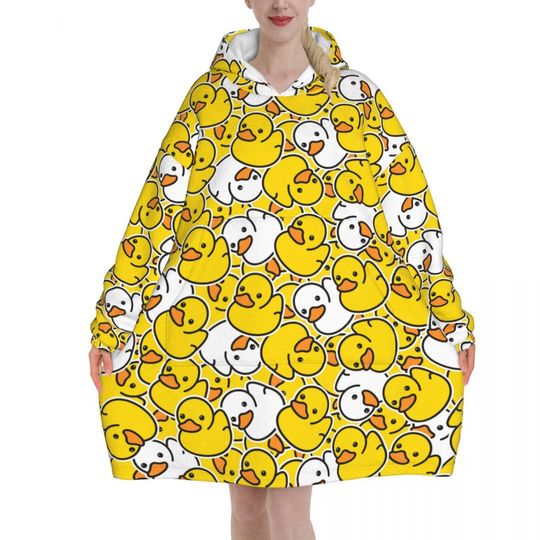 Discover Yellow Duck Wearable Flannel Blanket Hoodie