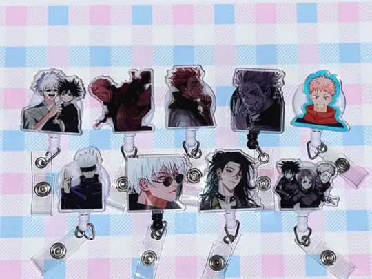 Discover Jujutsu Satoru belt clip badge reel / kawaii ID badge / acrylic