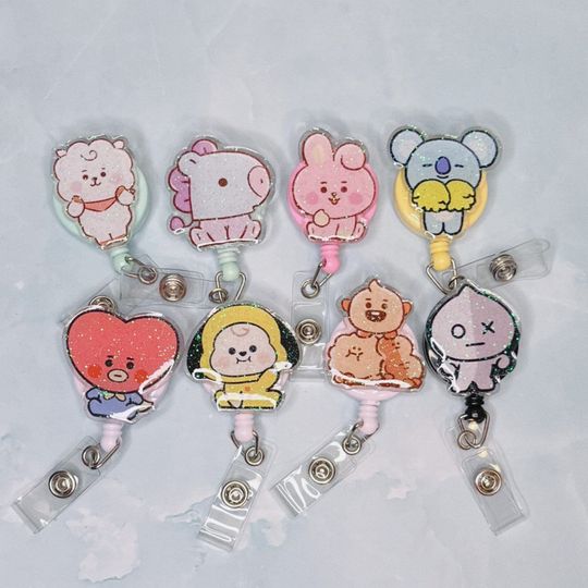 Discover Kawaii belt clip acrylic badge reel / BTS BT21