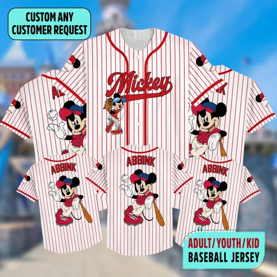 Discover Custom Disneyyy Mickeyy mouse Baseball Jersey Cartoon Characters Basketball Jersey