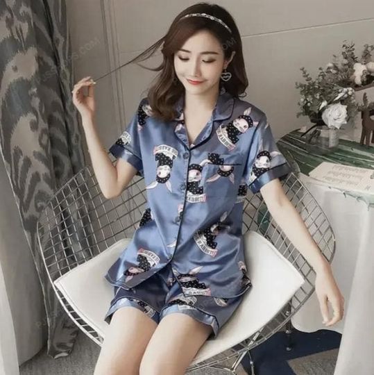 Discover Sweet Rabbit Pajama Set  Short Sleeve Bunny Print Sleep Shirt & Shorts