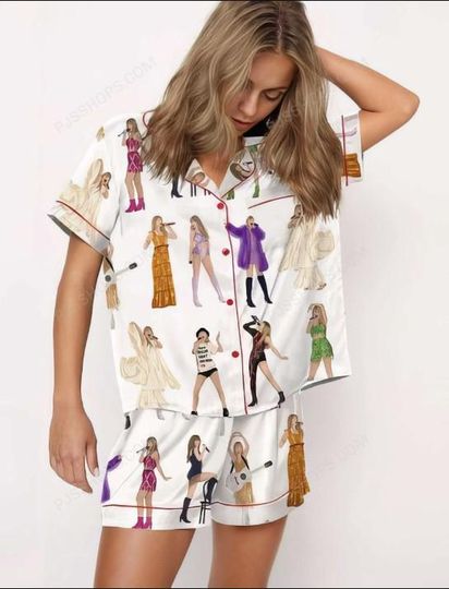 Discover Taylored Fashion Pink Lapel Button Pajama Set  Short Sleeve Shirt & Shorts