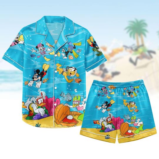 Discover Disneyyy Mickeyy Minniee Short Satin Pajamas, Women's Summer Cartoon Pajamas, Funny Cartoon