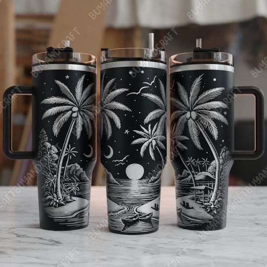Discover Summer Beach Engraved 40 oz Tumbler with Handle