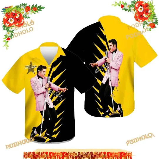 Discover 3D Elvis Presley Hawaiian Shirt, King Of Rock Roll Hawaiian
