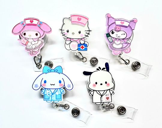 Discover SALE !!!!! 1 pc Medical Cute Bunny Kitty Cat Dog Cartoon Character Retractable ID Badge Reel