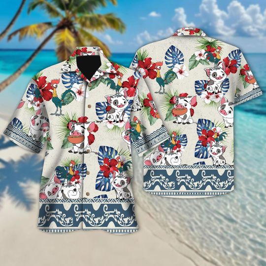 Discover Disneyyy moanaa Pua And Heihei Floral Hawaiian Shirt, Disneyyland Family Summer Trip Hawaii Shirts