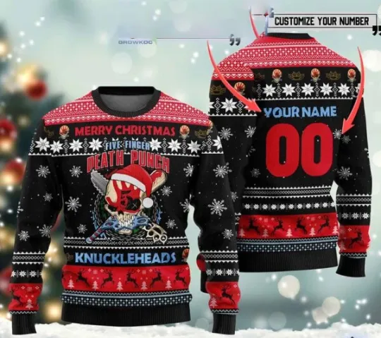 Discover Personalized Five Finger Death Punch Knuckleheads Ugly Christmas Sweater
