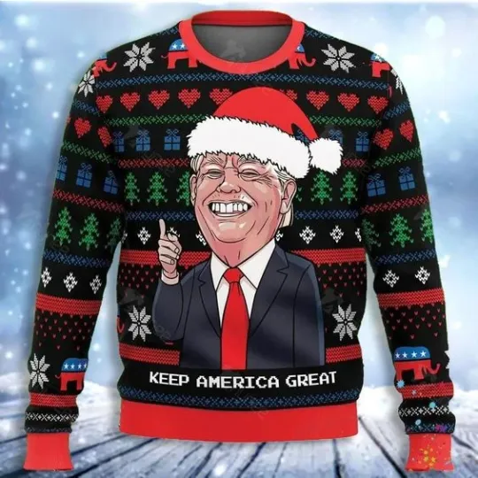 Discover Trump Santa Keep America Great Ugly Christmas Sweater