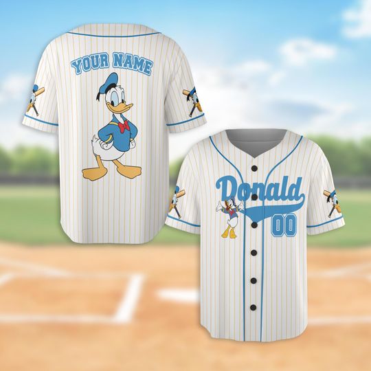 Discover Custom Donald Duckk Baseball Jersey With Name & Number