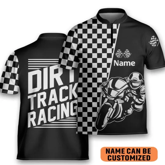 Discover Racing DIRT TRACK Lover Customized Blowing Jersey Zipper Polo Shirt