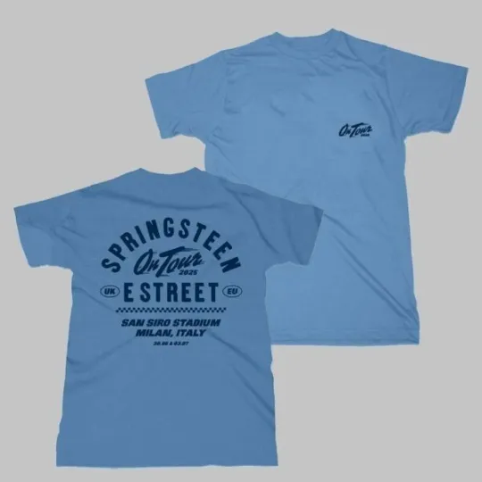 Discover Bruce Springsteen Milan 2025 Tour Tee – San Siro Stadium Two-Sided T-Shirt