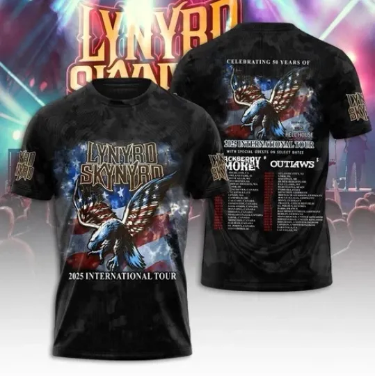 Discover Lynyrd Skynyrd Celebrating 50 Years 2025 International Tour 3D Aop T-Shirt