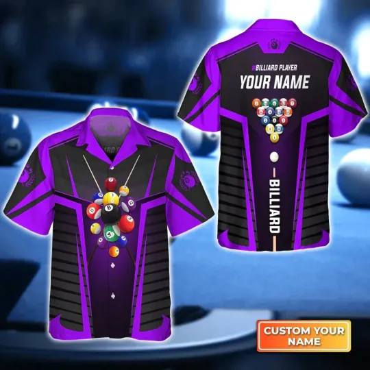 Discover Multi Color Billiard Balls Personalized Name 3D Hawaiian Shirt Billiard Team Shirt