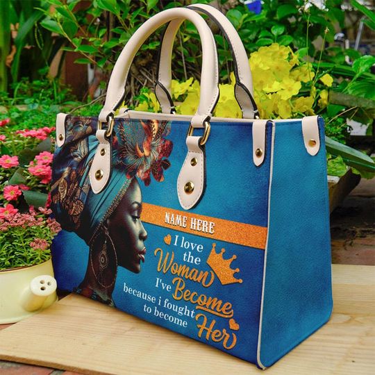 Discover Personalized Leather Handbags For African American Women, Black Mom Motivational African American Women Bag, Mother's Day Gift ID-0322-WPYA