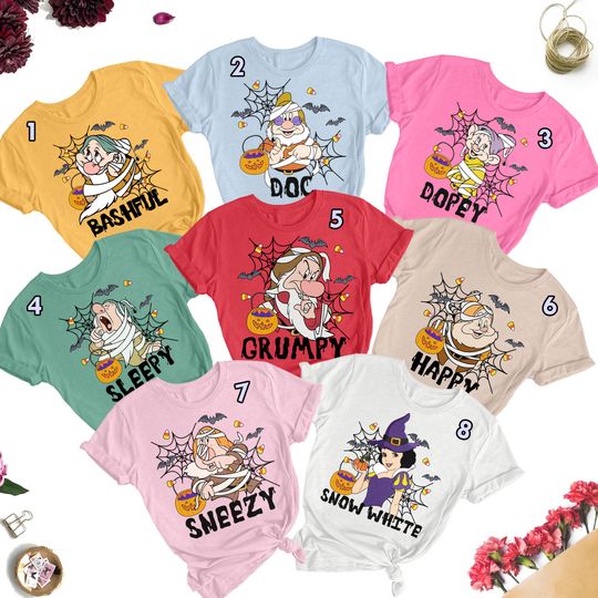 Discover Funny Seven Dwarfs Halloween Matching Tee, Disneyyy Halloween