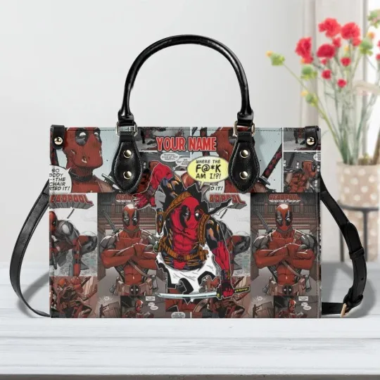 Discover Personalized Deadpooll Leather Handbag, Deadpooll Women's Leather Bag Gift