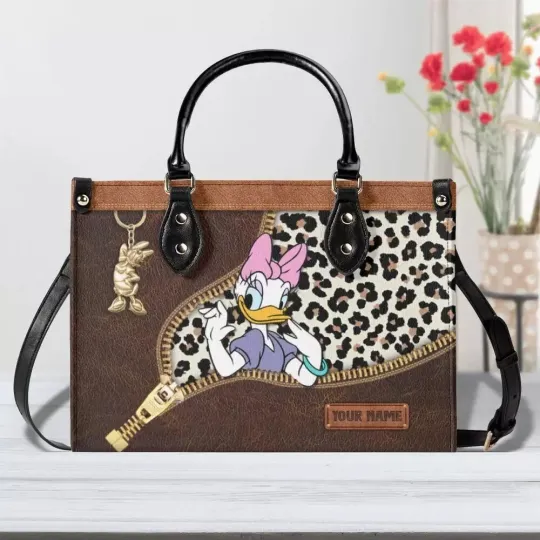 Discover Personalized Daisy Duckk Leather Handbag, Duck Women's Leather Bag Gift