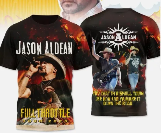 Discover Jason Aldean Full Throttle Tour 2025 3D T-Shirt